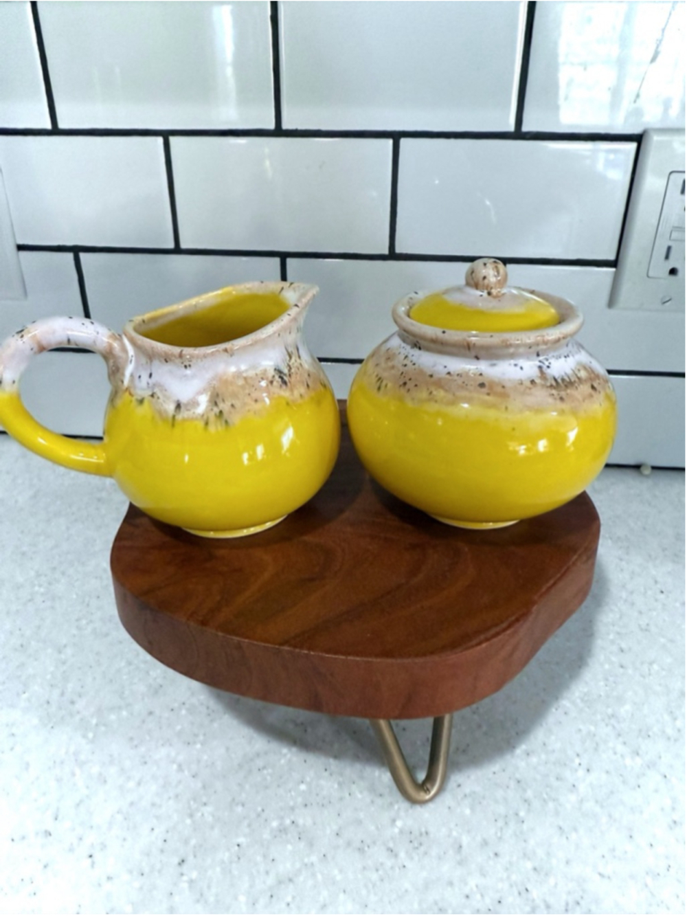 Handmade Creamer and Sugar Pottery Set